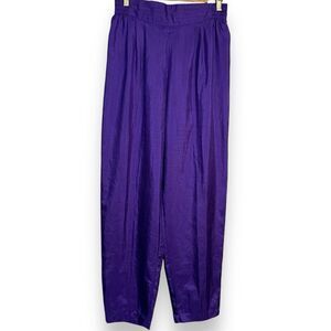 Joan Walters Windbreaker Pants Women's 14 Purple Casual Vintage USA Pockets Chic